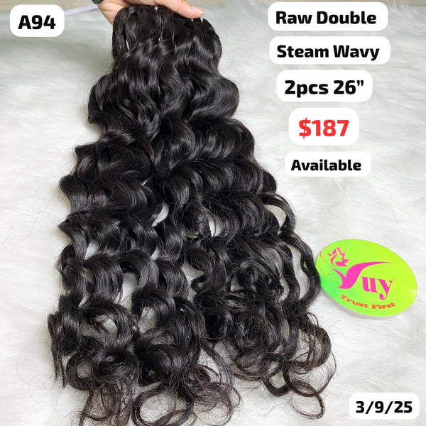2pcs 26" steam wave double drawn raw hair (A94)