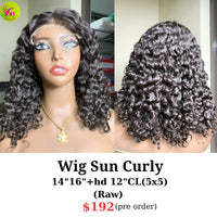[PRE-ORDER] 16" hd 5x5 closure wig sun curly raw hair (made from 14" and 16" with 12" 5x5 closure hd lace)