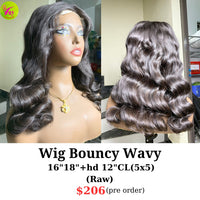 [PRE-ORDER] 18" hd 5x5 closure wig bouncy wave raw hair (made from 16" and 18" bundles with 12" 5x5 closure hd lace)