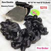 [PRE-ORDER] 10"12"14" and 12" HD 6x6 closure Bouncy funmi curly double drawn raw hair