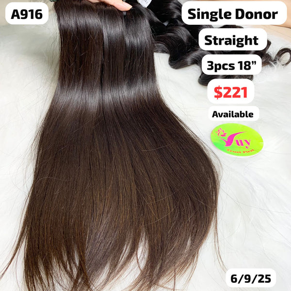 3pcs 18" Straight single donor hair (A916)