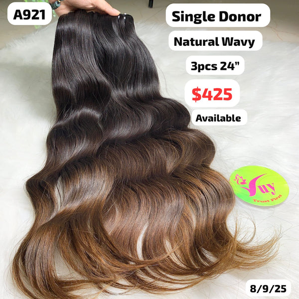 3pcs 24" Natural wave single donor hair light end (A921)