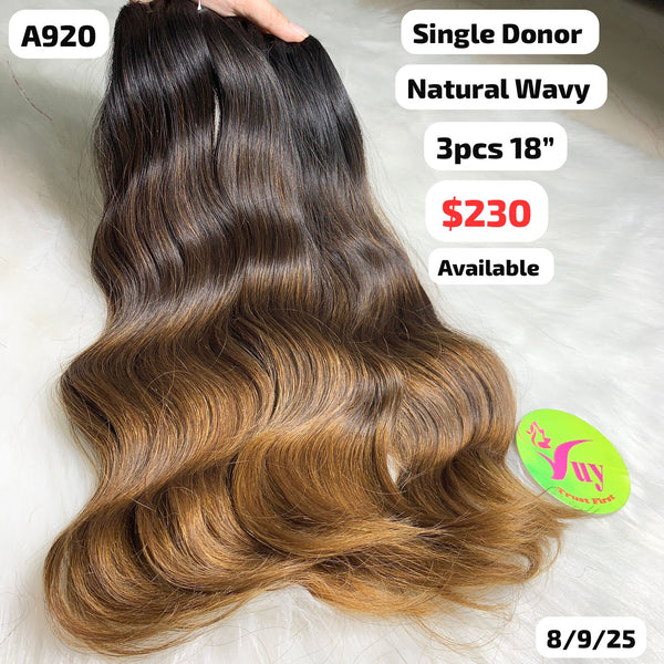 3pcs 18" Natural wave single donor hair light end (A920)