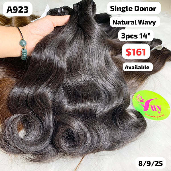 3pcs 14" Natural wave single donor hair (A923)