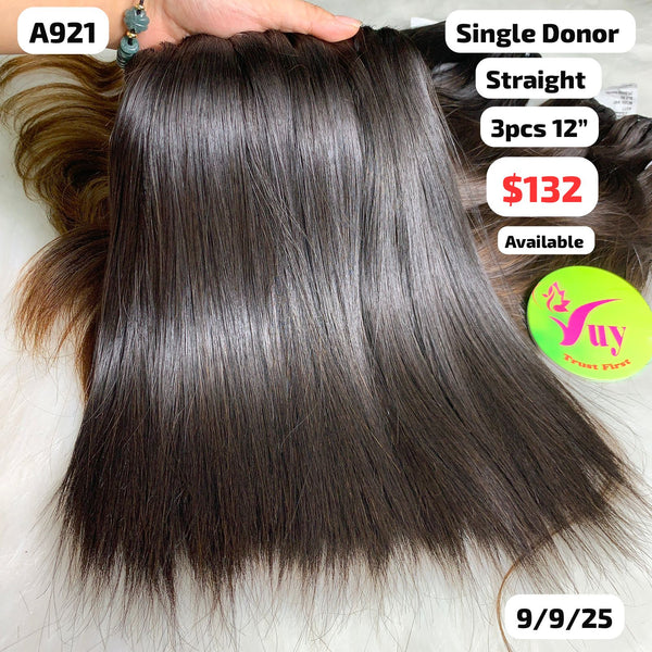 3pcs 12" Straight single donor hair (A921)