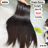 3pcs 18" Straight single donor hair (A924)