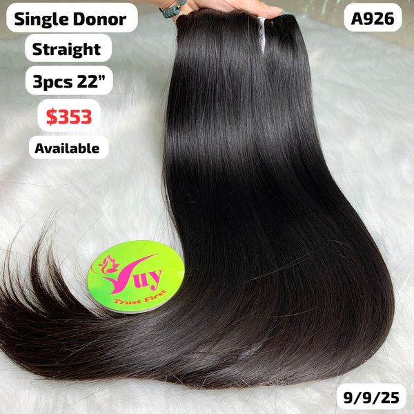 3pcs 22" Straight single donor hair (A926)