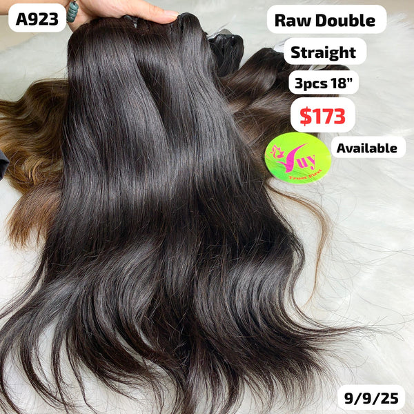 3pcs 18" Straight double drawn raw hair (A923)