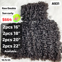 DEAL 8pcs 16" to 22" Sun curly double drawn raw hair (A931)