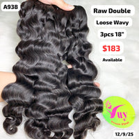 3pcs 18" Loose wave double drawn raw hair (A938)