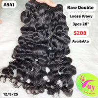 3pcs 20" Loose wavy double drawn raw hair (A941)