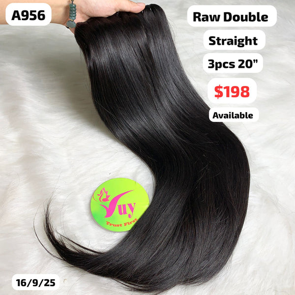 3pcs 20" Straight double drawn raw hair (A956)