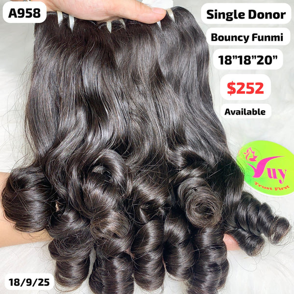 18"18"20" bouncy funmi curly single donor hair (A958)