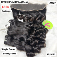 18"18"20" and HD 18" 13x4 frontal bouncy funmi curly single donor hair (A957)