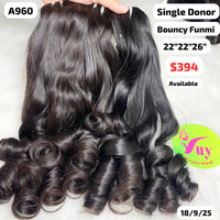 22"22"26" bouncy funmi curly single donor hair (A960)