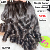 18"20"22" bouncy funmi curly single donor hair (A959)
