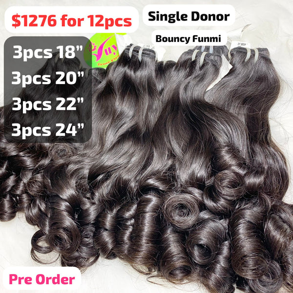 [PRE-ORDER] DEAL 12pcs 18" to 24" Bouncy funmi curly single donor hair
