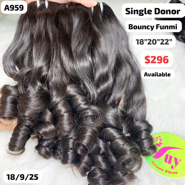 18"20"22" bouncy funmi curly single donor hair (A959)
