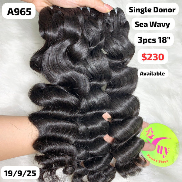 3pcs 18" Sea wave single donor hair (A965)
