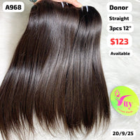 3pcs 12" straight single donor hair (A968)