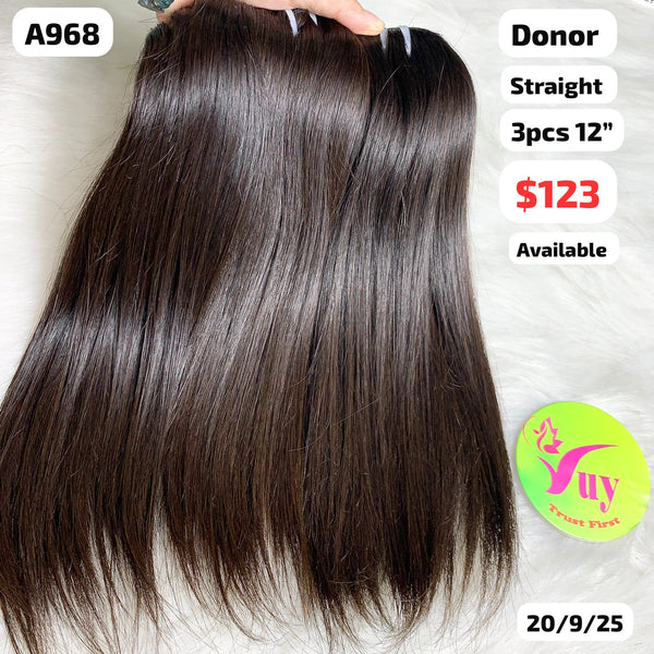 3pcs 12" straight single donor hair (A968)