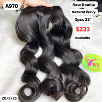 3pcs 22" Natural wave double drawn raw hair (A970)