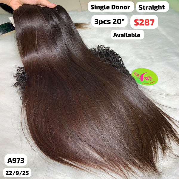 3pcs 20" Straight single donor hair (A973)
