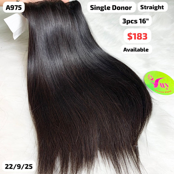 3pcs 16" Straight single donor hair (A975)