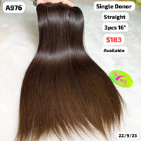3pcs 16" Straight single donor hair (A976)