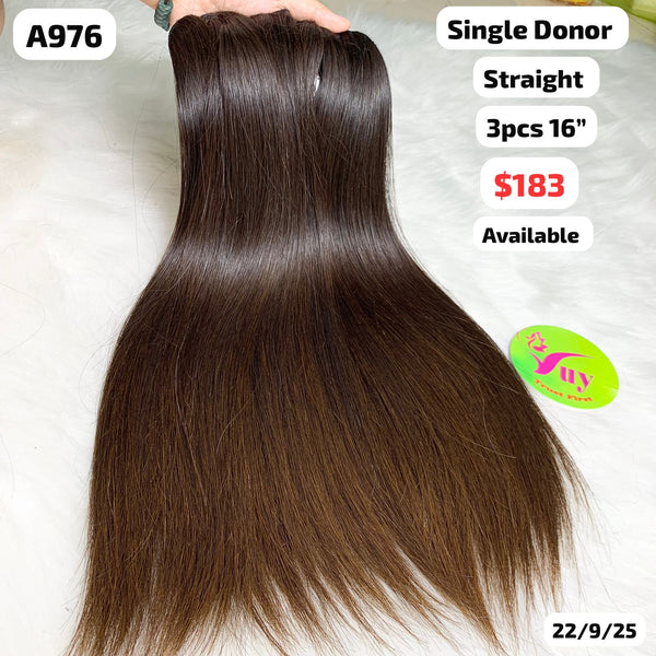 3pcs 16" Straight single donor hair (A976)