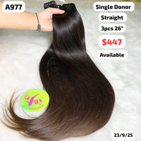 3pcs 26" Straight single donor hair (A977)