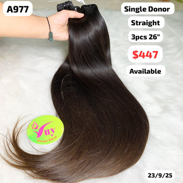 3pcs 26" Straight single donor hair (A977)