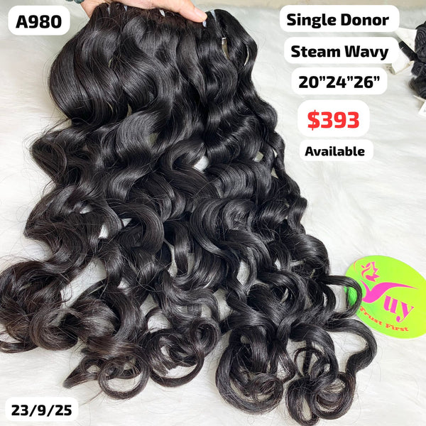 20"24"26" Steam wave single donor hair (A980)