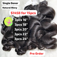 [PRE-ORDER] DEAL 15pcs 16" to 24" Natural wave single donor hair
