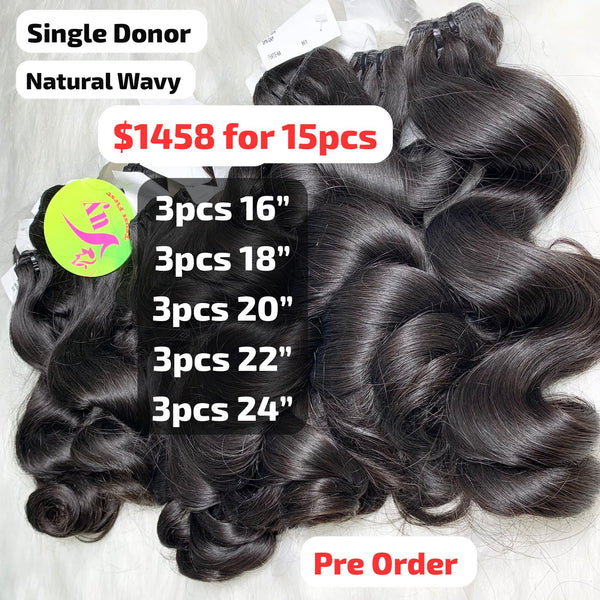 [PRE-ORDER] DEAL 15pcs 16" to 24" Natural wave single donor hair