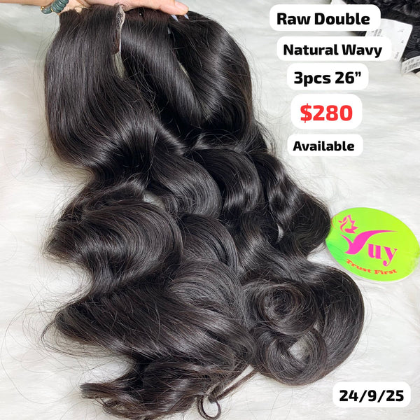 3pcs 26" Natural wave double drawn raw hair