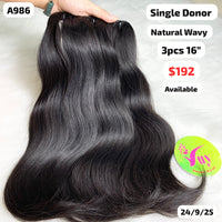 3pcs 16" Natural wave single donor hair (A986)
