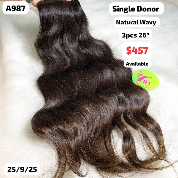 3pcs 26" Natural wave single donor hair (A987)