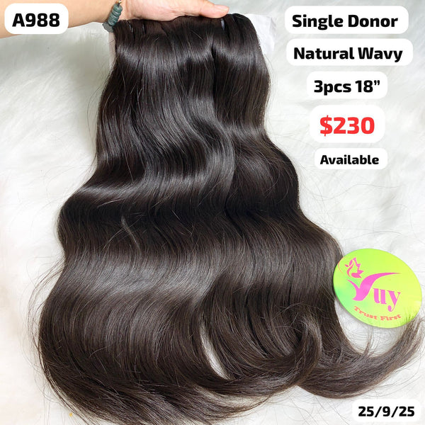 3pcs 18" Natural wave single donor hair (A988)