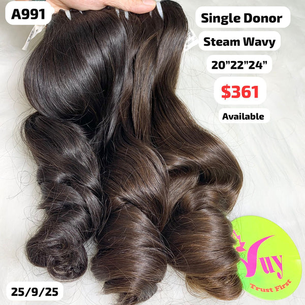 20"22"24" Natural wave single donor hair (A991)