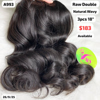 3pcs 18" Natural wave double drawn raw hair (A993)
