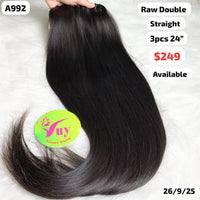 3pcs 24" Straight double drawn raw hair (A992)