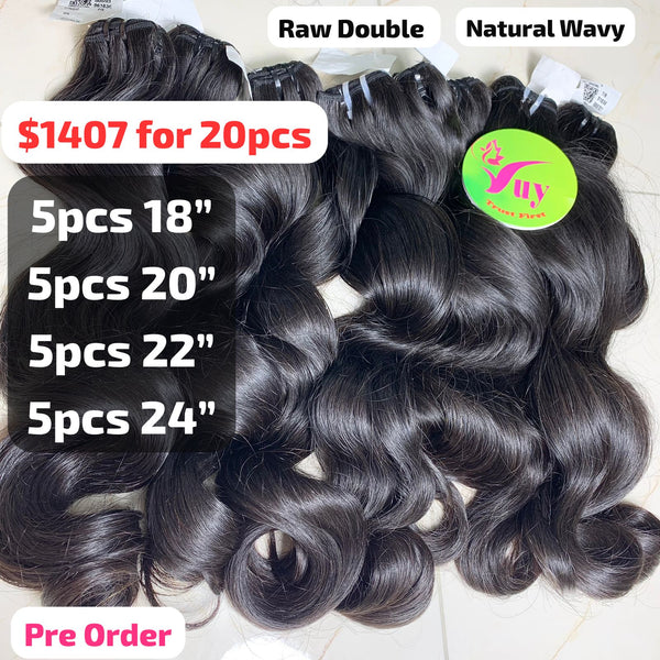 [PRE-ORDER] DEAL 20pcs 18" to 24" Natural wave double drawn raw hair