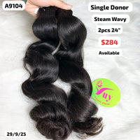 2pcs 24" Steam wave single donor hair (A9104)