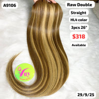 3pcs 26" straight double drawn raw hair HL4 color (A9106)