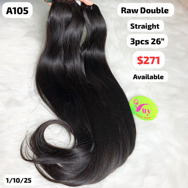 3pcs 26" straight double drawn raw hair (A105)