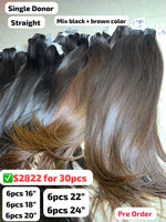 [PRE-ORDER] DEAL 30pcs 16" to 24" straight single donor hair mix black and brown color