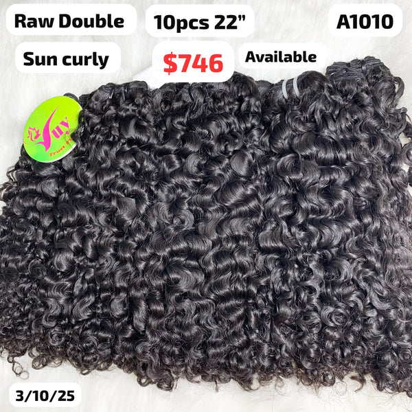 DEAL 10pcs 22" Sun curly double drawn raw hair (A1010)