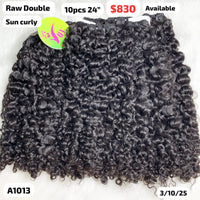 DEAL 10pcs 24" Sun curly double drawn raw hair (A1013)