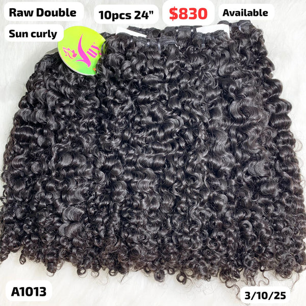 DEAL 10pcs 24" Sun curly double drawn raw hair (A1013)